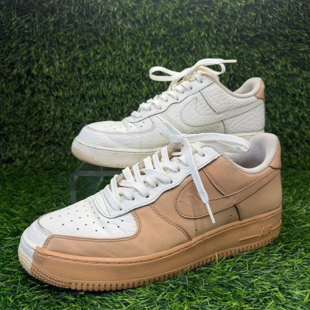 Nike Air Force 1 Mens 12 Premium Split White Tan Low Top 905345-105 2017